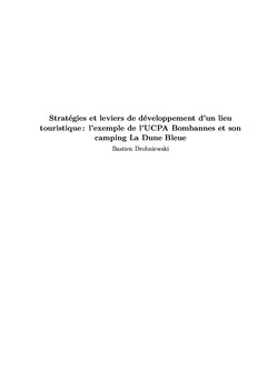 Stratégies et leviers de développement d'un lieu touristique