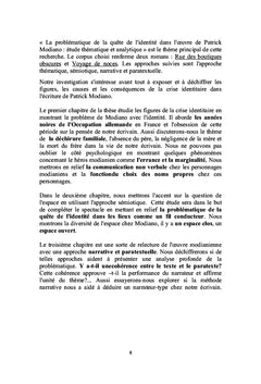 La quête de l'identité dans les romans de Patrick Modiano
