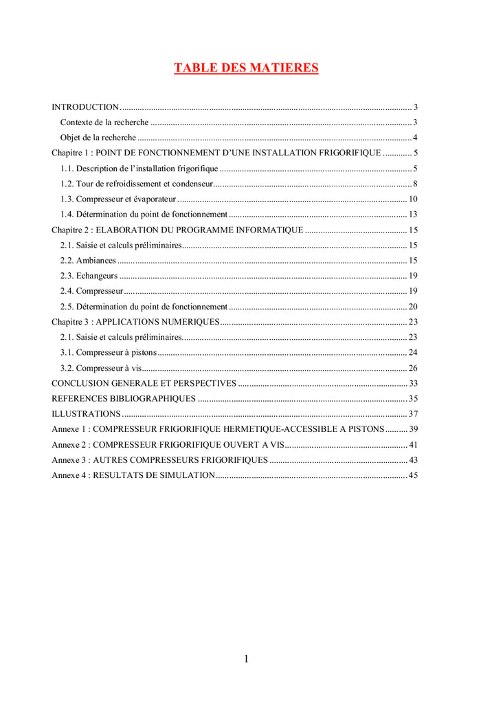 Groupe frigorifique et charges thermiques externes