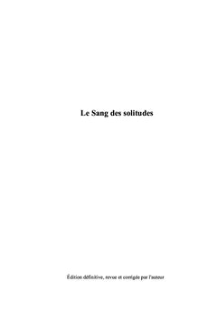 Le sang des solitudes