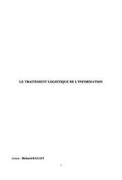 Traitement logistique de l'information