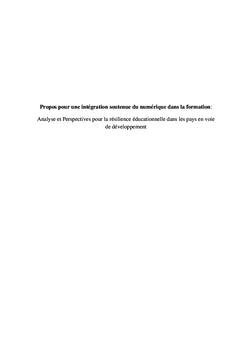 Propos pour une intégration soutenue du numérique dans la formation