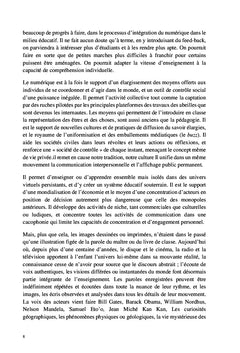 Propos pour une intégration soutenue du numérique dans la formation