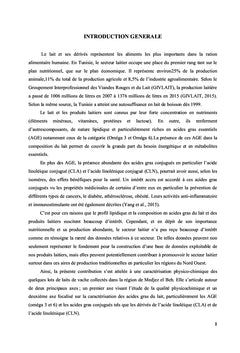 Caractérisation du laits de la région Nord Ouest Tunisien