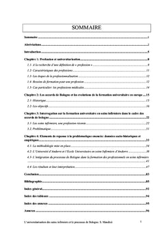 L'universitarisation de la formation en soins infirmiers et Bologne