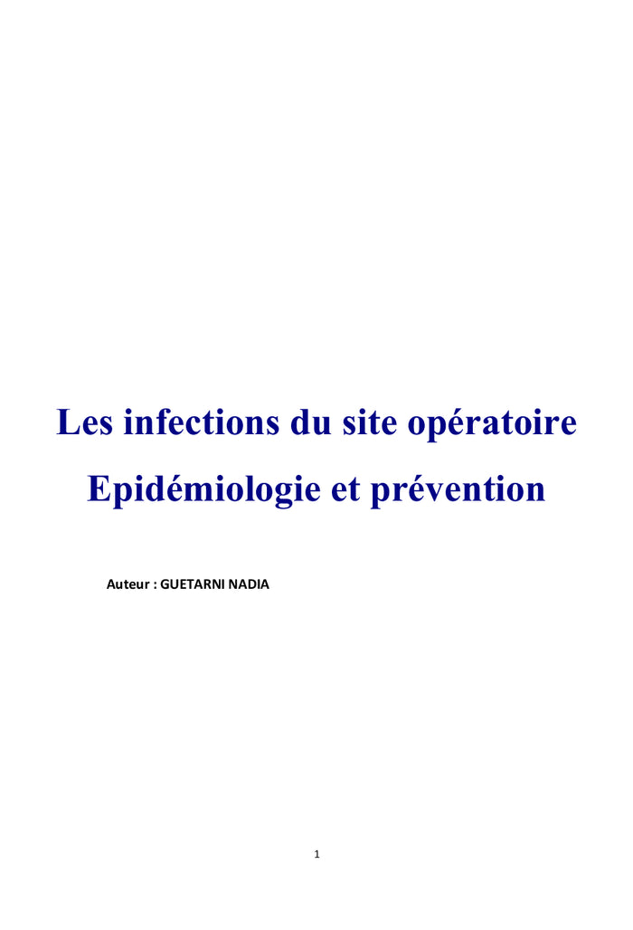 Les infections du site opératoire