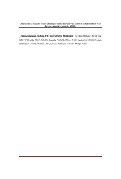 Impact de la MRC et facteurs associés au décès au cours de la TB
