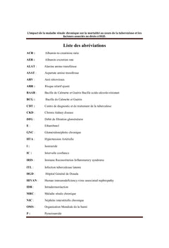 Impact de la MRC et facteurs associés au décès au cours de la TB
