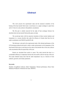 Etude expérimentale de performances thermiques d'un CCP