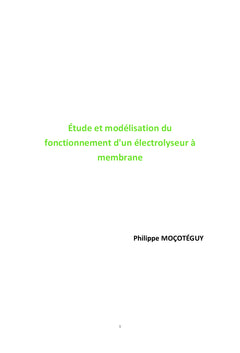 Étude et modélisation du fonctionnement d'un électrolyseur à membrane