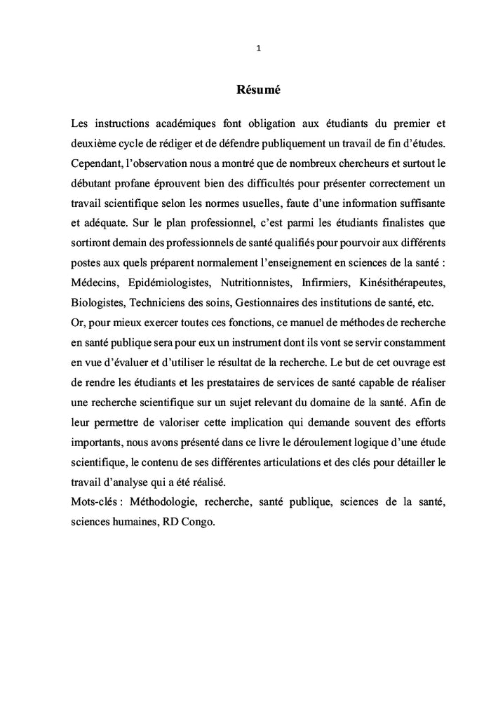 Méthodes de recherche scientifique en santé publique