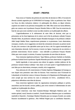 La philosophie de management et des affaires en RD Congo