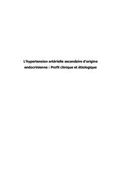L'hypertension artérielle secondaire d'origine endocrinienne
