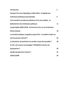 Le Parcours Institutionnel et Politique en RDC