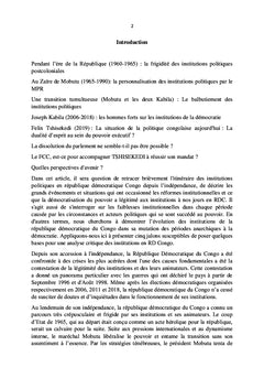 Le Parcours Institutionnel et Politique en RDC