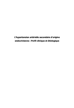 L'hypertension artérielle secondaire d'origine endocrinienne
