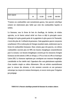 Biomasse et charbon (combustibles non-pétroliers)