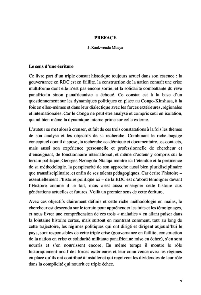 Faillite de la gouvernance et crise de la construction nationale au Congo-Kinshasa