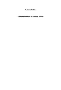 Activités Biologiques de Lepidium Sativum