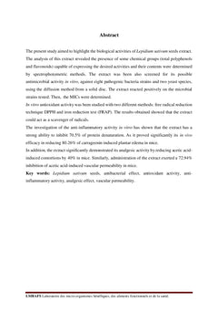 Activités Biologiques de Lepidium Sativum