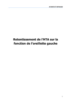 Retentissement de l'HTA sur la fonction de l'oreillette gauche