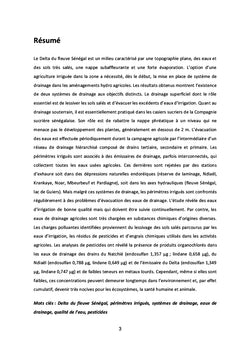 Les eaux de drainage des périmètres irrigués du Delta du fleuve Sénégal