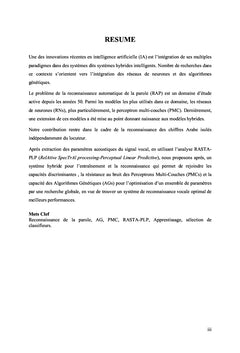 Un système hybride AG/PMC pour la reconnaissance de la parole Arabe