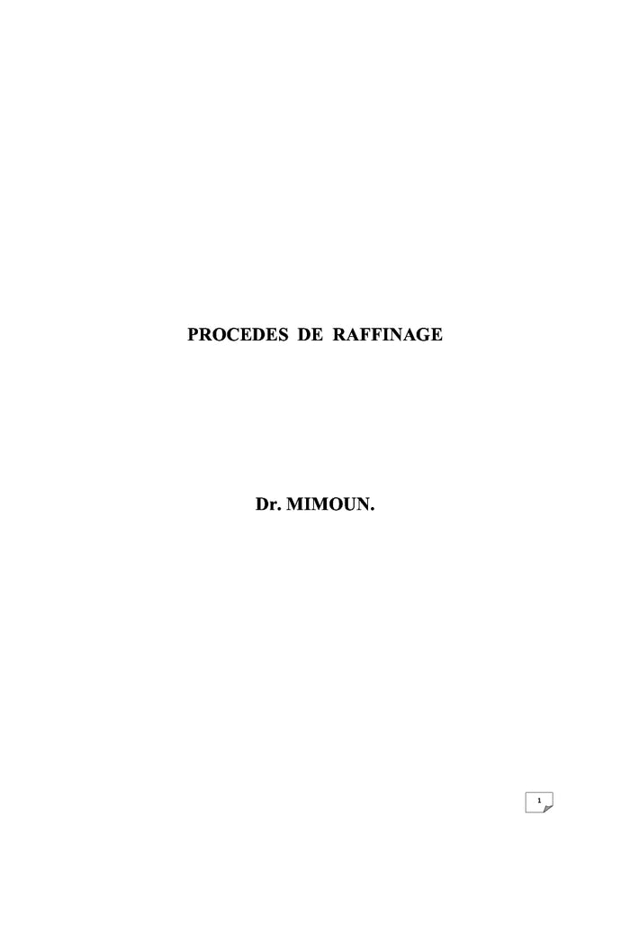 ProcEdEs de Raffinage