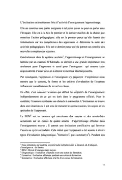 L'évaluation de la production écrite au BEM