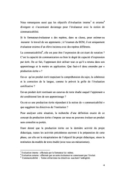 L'évaluation de la production écrite au BEM