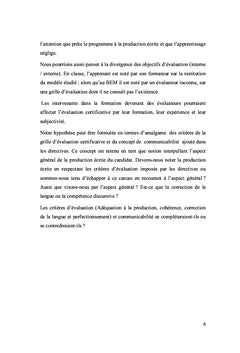 L'évaluation de la production écrite au BEM