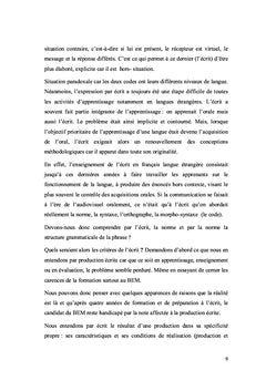 L'évaluation de la production écrite au BEM