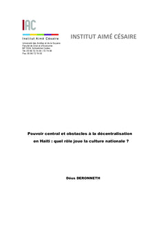 Pouvoir central et obstacles à la décentralisation en Haiti