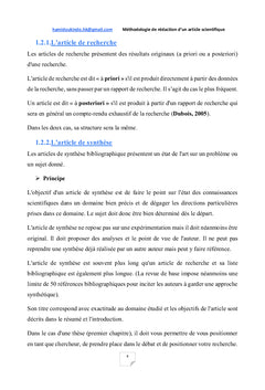 Méthodologie de rédaction d'un article scientifique