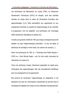 La rétroaction pédagogique : la technique des petits papiers