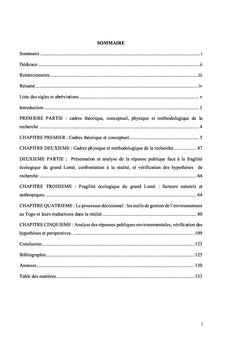 Fragilité écologique du grand Lomé