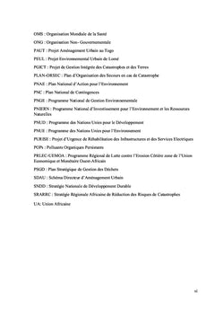 Fragilité écologique du grand Lomé