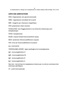 La séroprevalence et clinique de la toxoplasmose