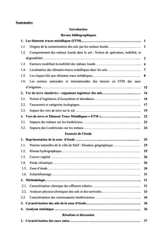 L'activité lombricienne et la redistribution des ETM dans le sol