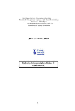 Étude ethnobotanique et phytochimique de trois Lamiaceae