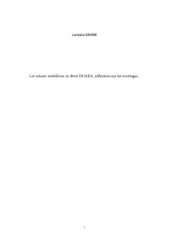 Les valeurs mobilières en Droit OHADA