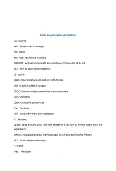 Les valeurs mobilières en Droit OHADA