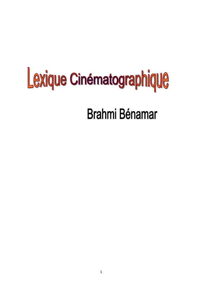 Lexique cinématographique