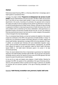 L'approche financement basé sur la performance (FBP)