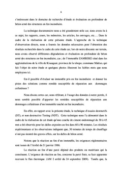 Méthode et évaluation de béton armé des structures en feu incendiaire