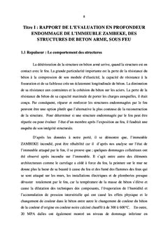 Méthode et évaluation de béton armé des structures en feu incendiaire