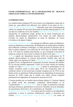 Dégradation des modules photovoltaïques en silicium cristallin