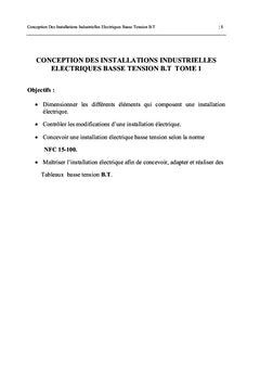 Conception des installations industrielles électriques en basse tension B.T.