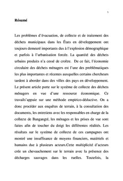 Système de collecte et de valorisation des déchets solides ménagers