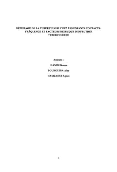 Dépistage de la tuberculose chez les enfants contacts:
